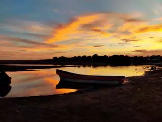 Fishing Boats in Setting Sunlight, Las Penitas Estuary, Nicaragua