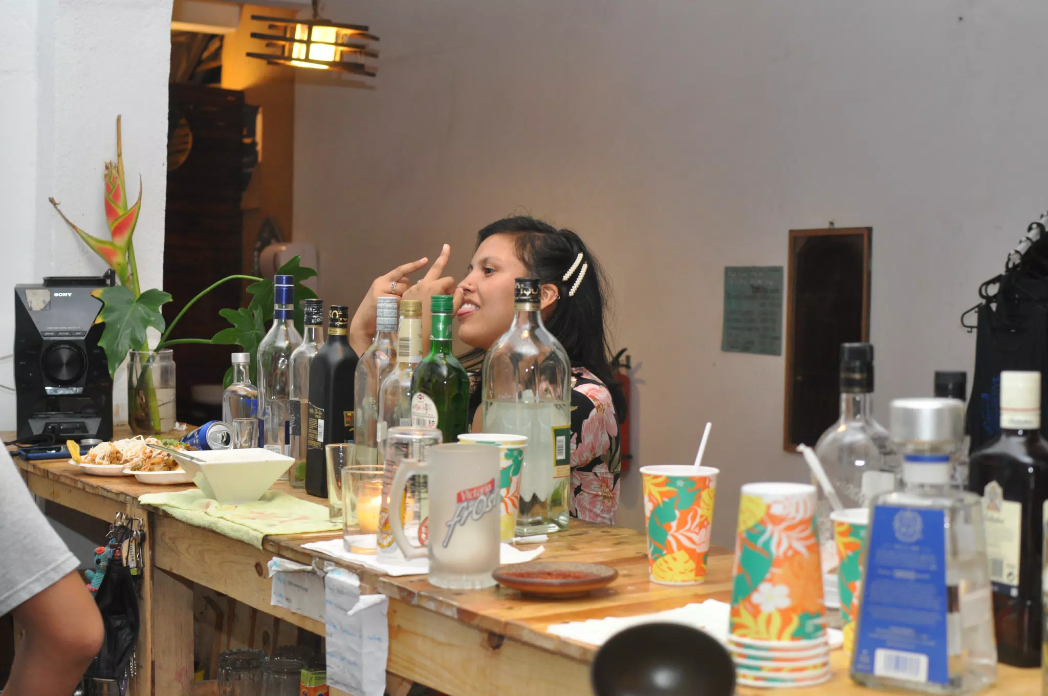 Girl Flipping Off Bartenders