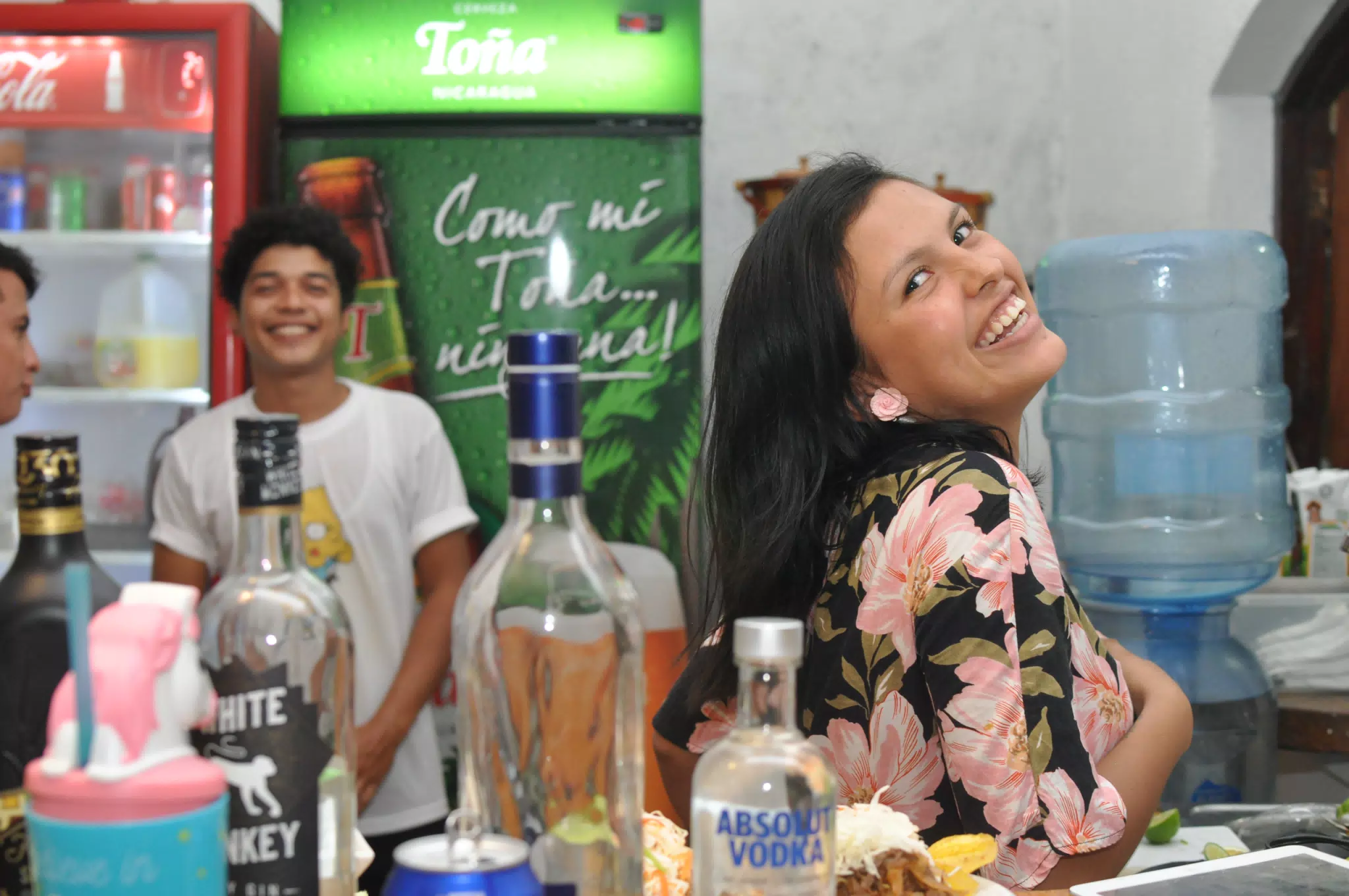 Ingrid Laughing at Bar