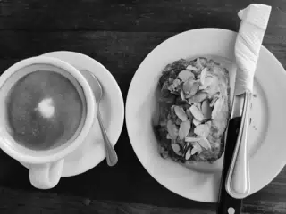 Coffee and Croissant at Pan y Paz
