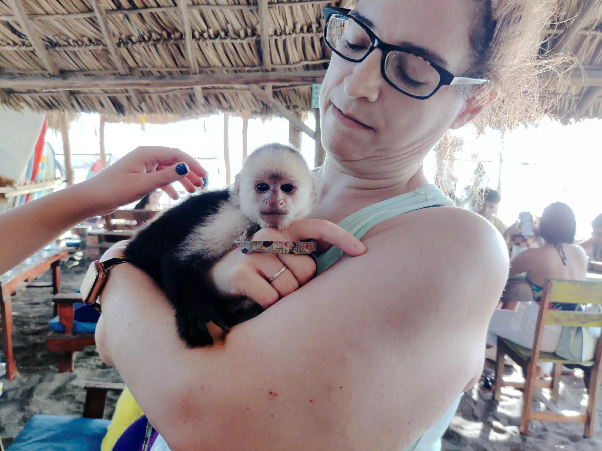 Dominica Holding Baby Monkey