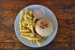 Veggie Burger at The Simple Beach Lodge