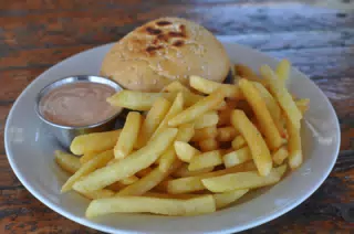 Veggie Burger at The Simple Beach Lodge