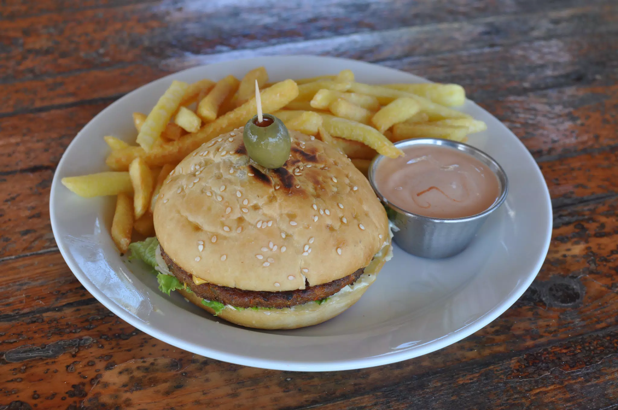 Veggie Burger at The Simple Beach Lodge