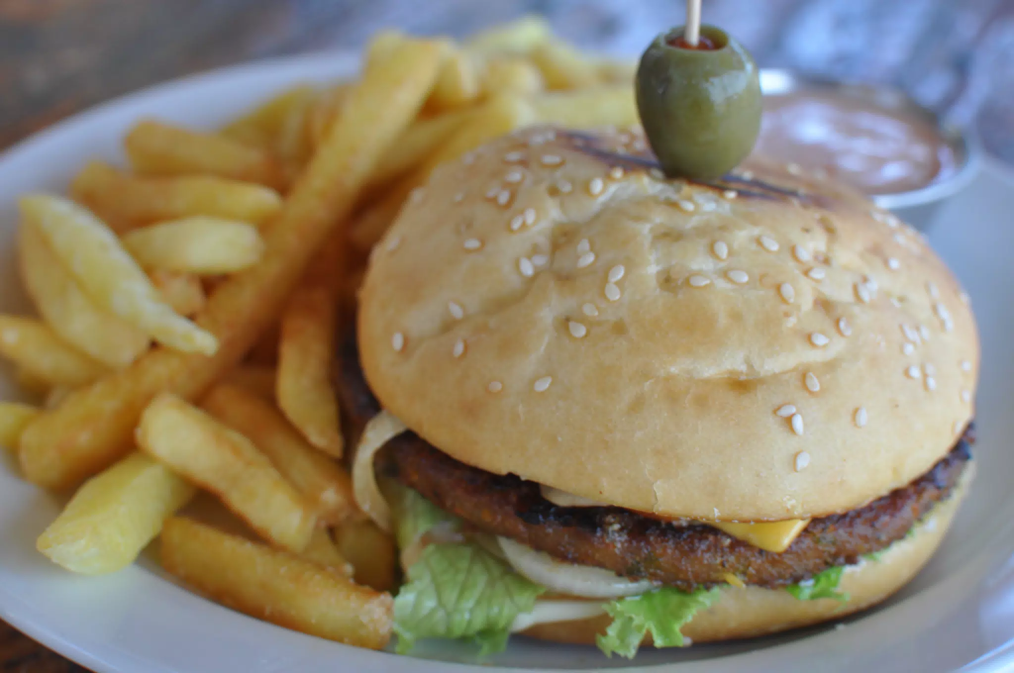 Veggie Burger at The Simple Beach Lodge