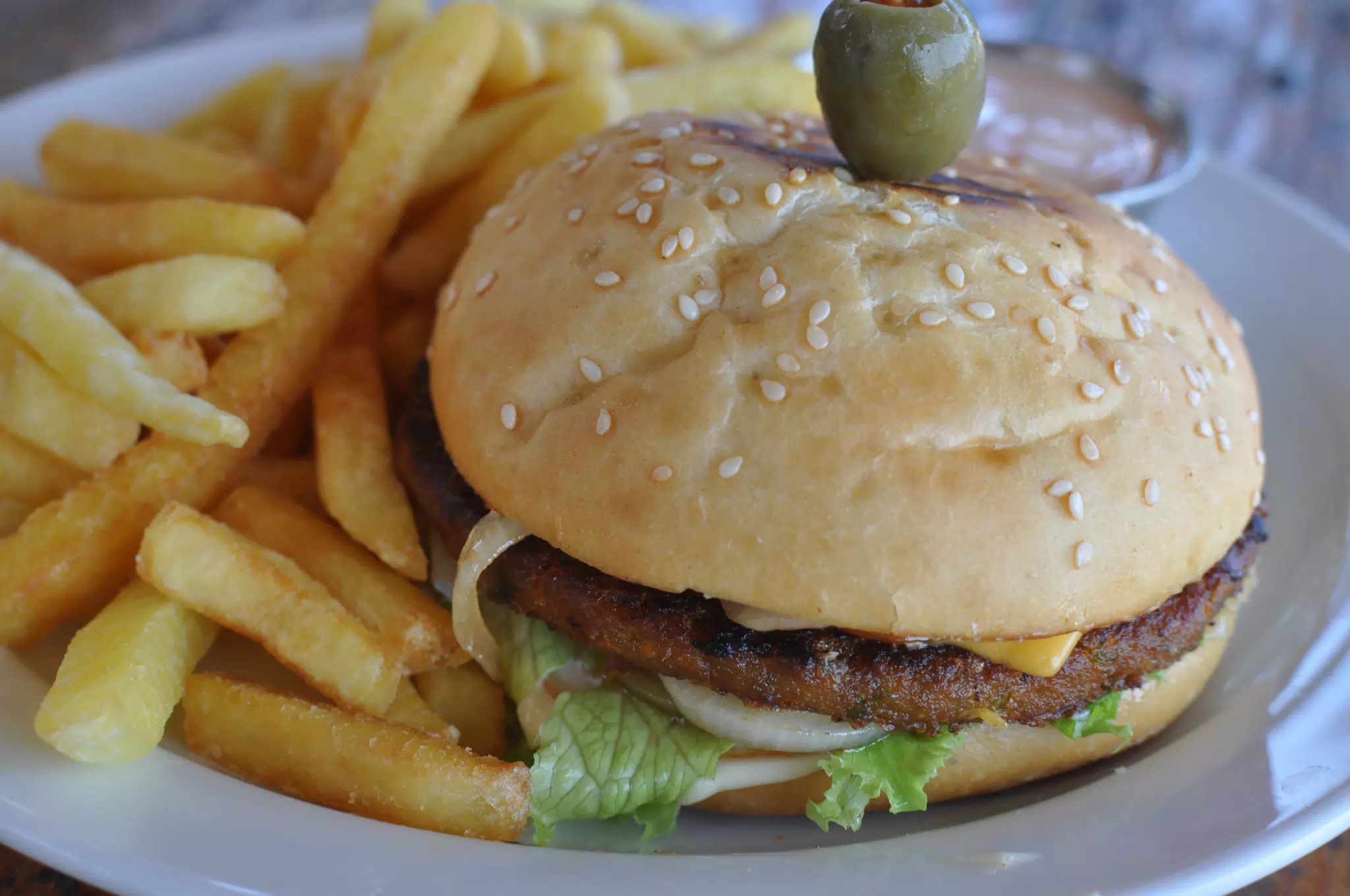 Veggie Burger at The Simple Beach Lodge