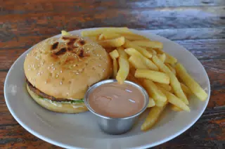 Veggie Burger at The Simple Beach Lodge