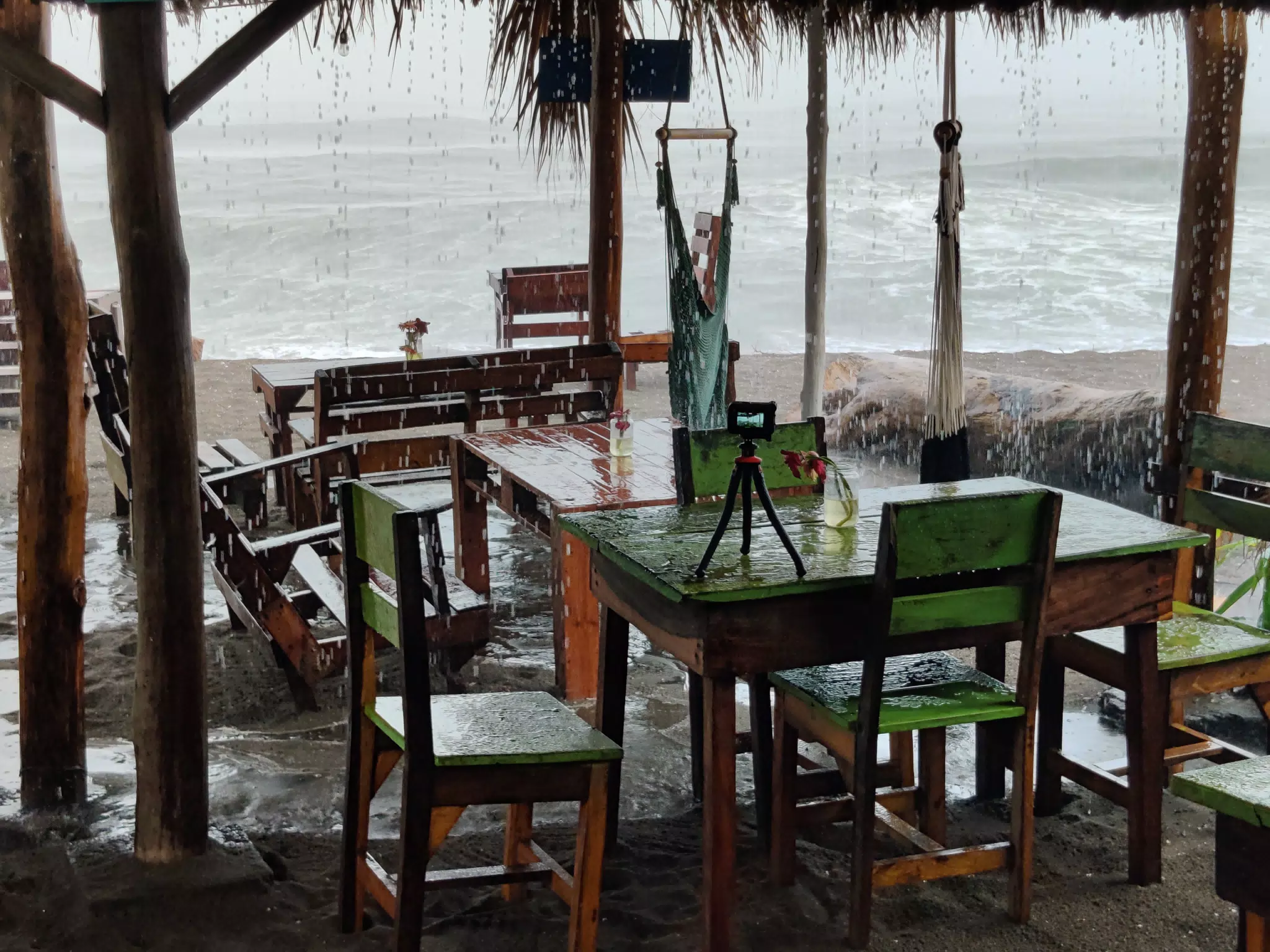 Rain in the Restaurant at the Simple Beach Lodge