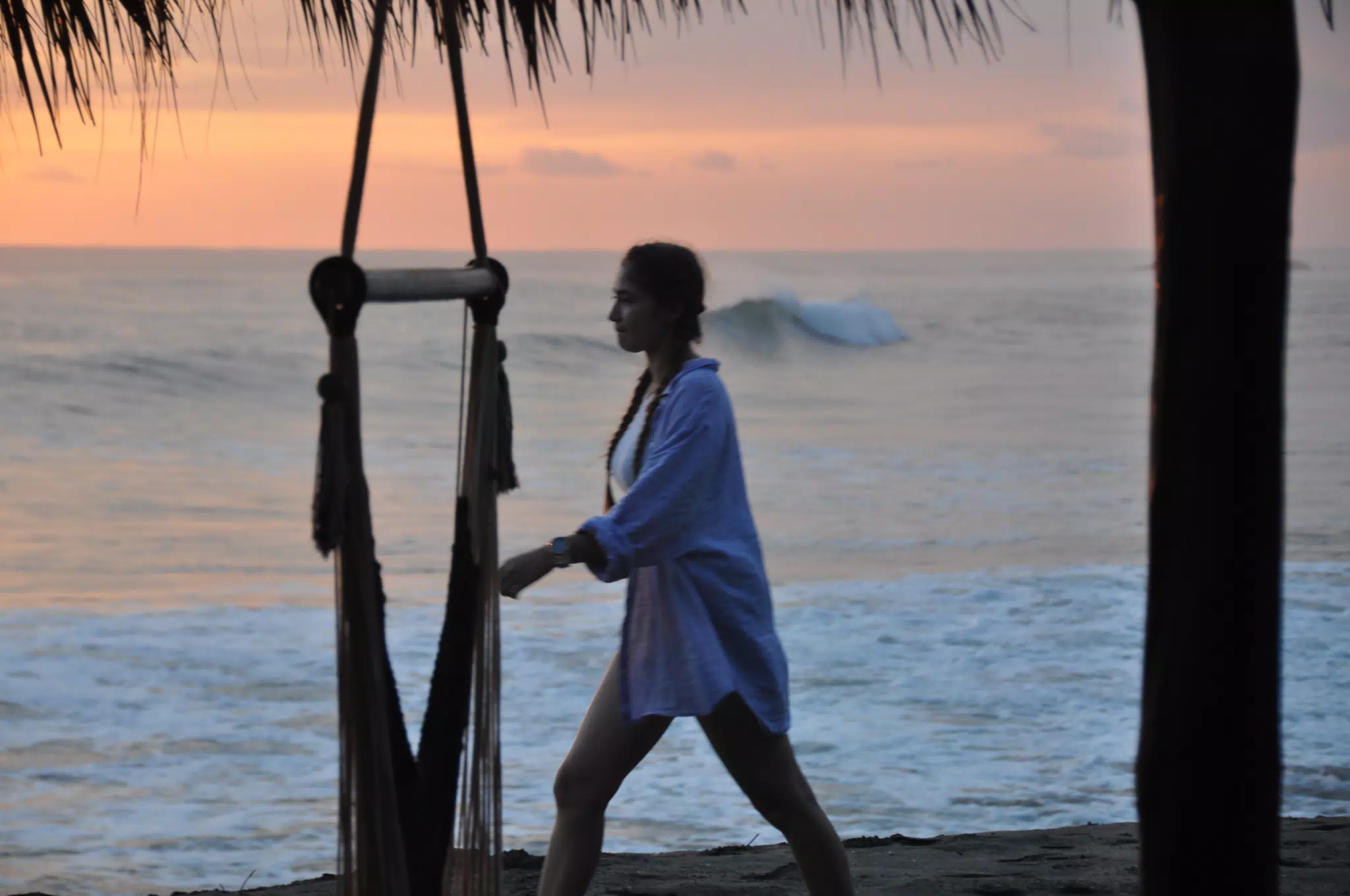 Girl Walking Past on Beach
