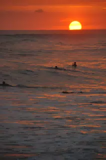 Swimmers in Pacific Sunset
