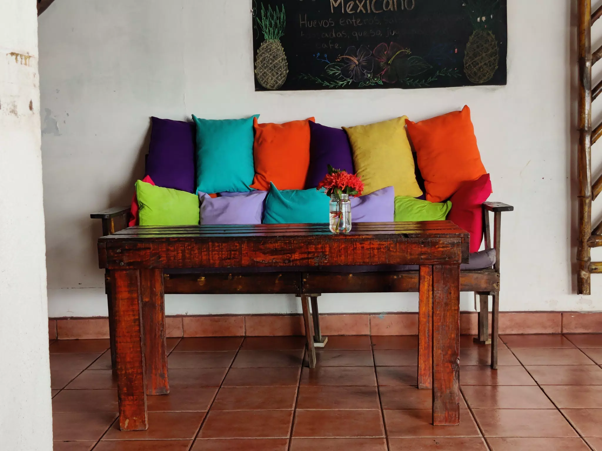 Colorful Pillows in Restaurant on Beach