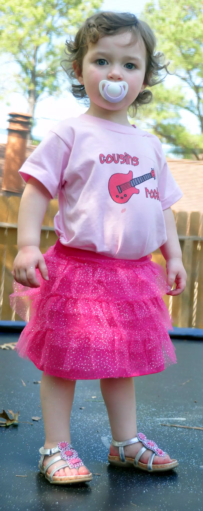 Liesl with Pacifier on Trampoline