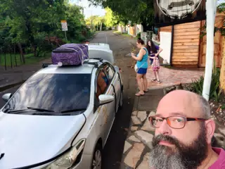 Loading Up the Taxi for Our Quick Trip to the USA