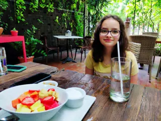 Luciana with Bowl of Fruit at Molino in Managua