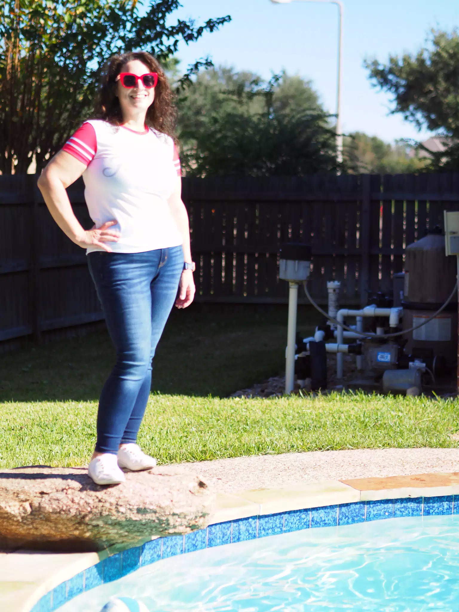 Dominica Modeling on Rock by the Pool