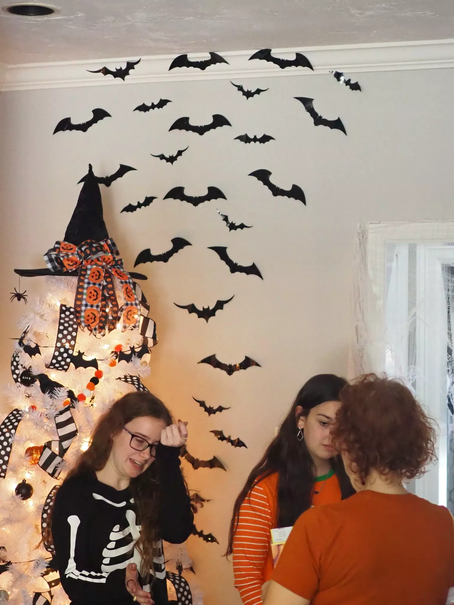 Madeline & Emily w Dogs in Halloween Pajama Photoshoot