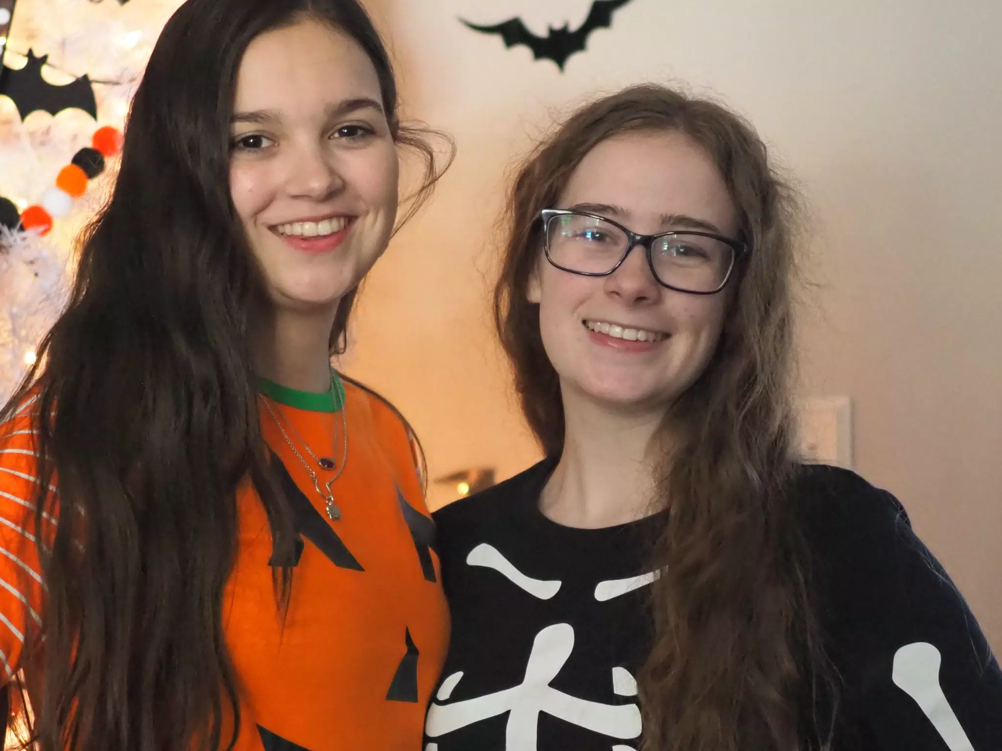 Madeline & Emily w Dogs in Halloween Pajama Photoshoot
