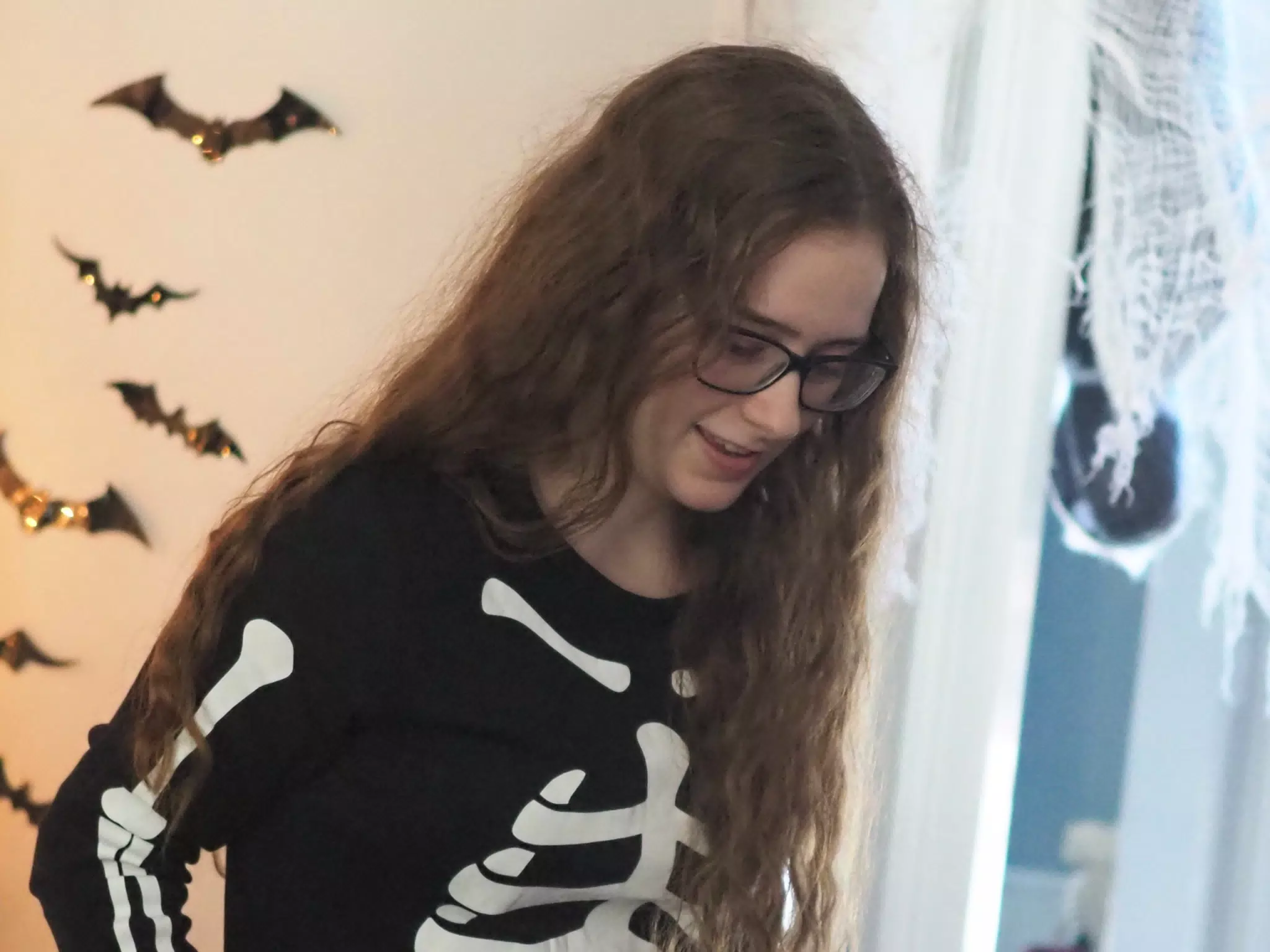 Madeline & Emily w Dogs in Halloween Pajama Photoshoot