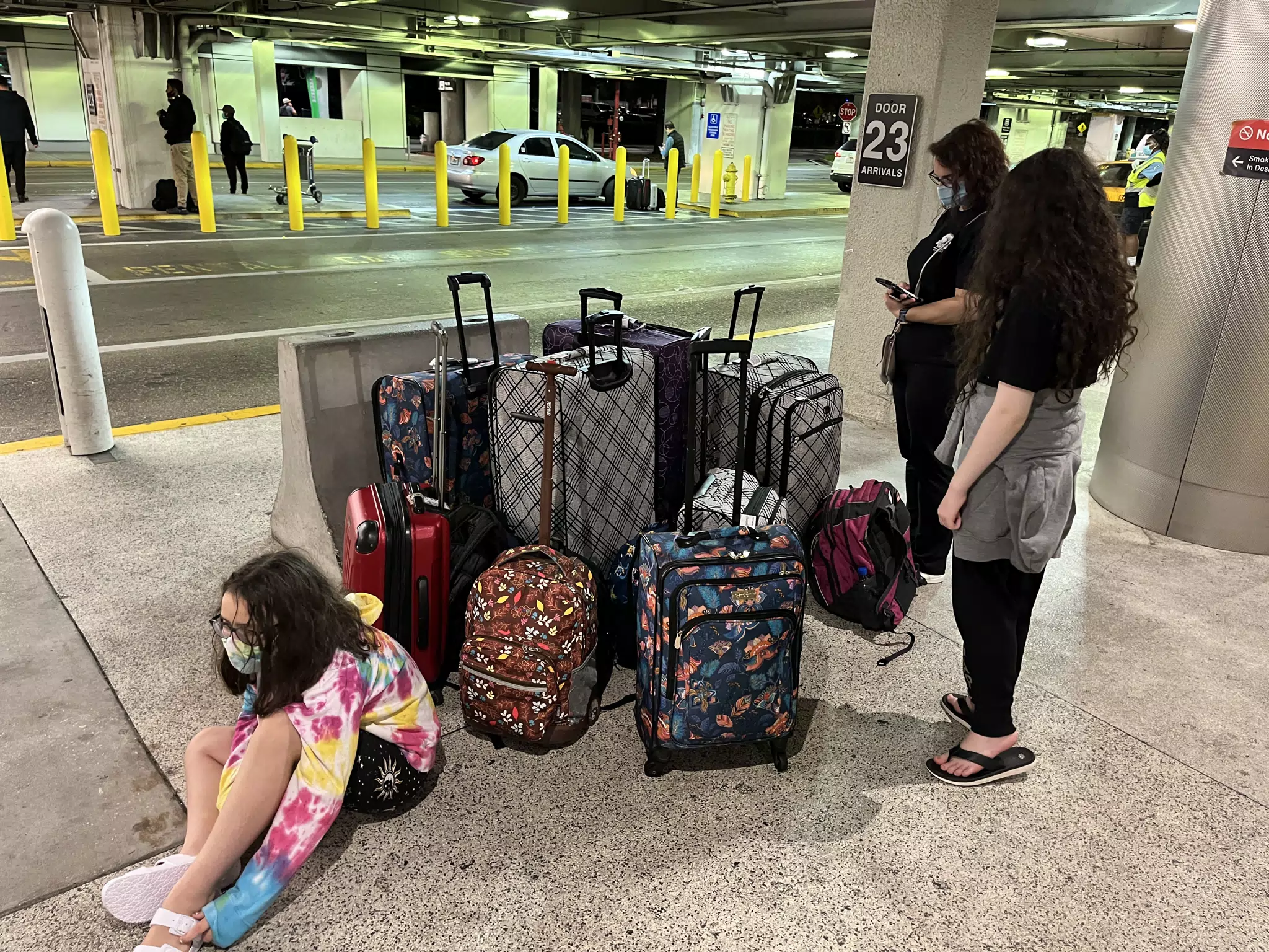 Our Luggage Pile While Awaiting Our Shuttle After Midnight