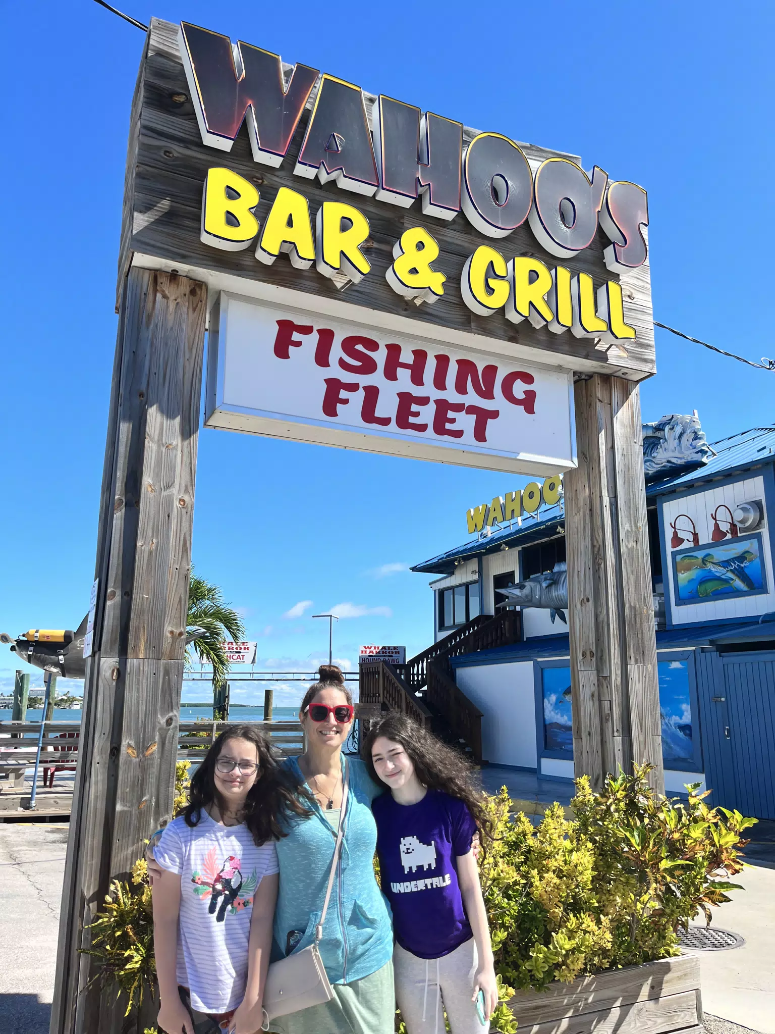 Luciana, Dominica & Liesl at Wahoo's on IslaMorada in the Florida Keys
