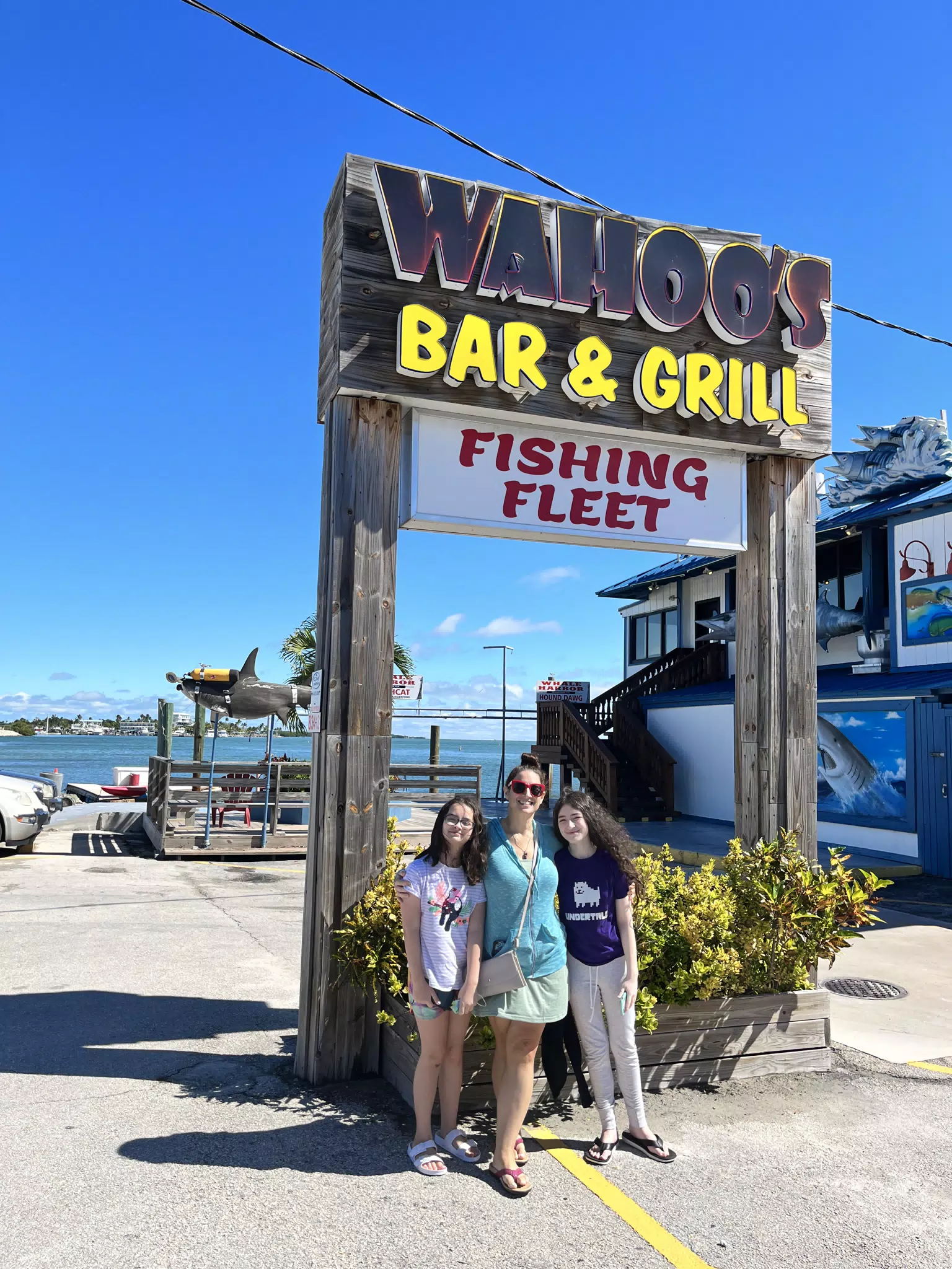 Family at Wahoo's Bar & Grill in the Florida Keys
