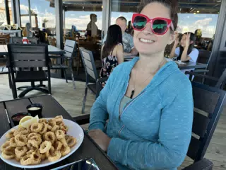 Dominica with Fried Calamari at Wahoo's Bar & Grill in the Florida Keys