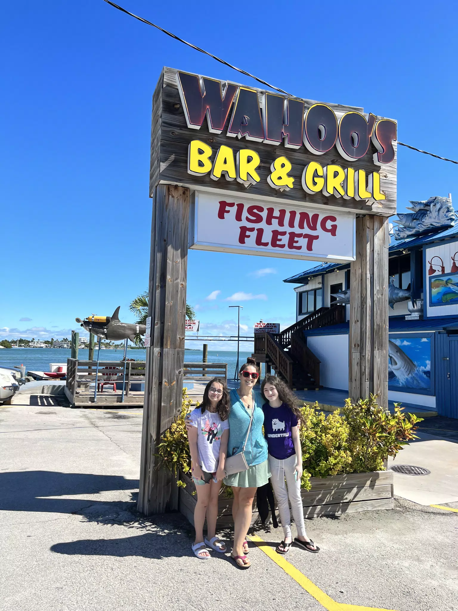 The Family Posing at Wahoo's Bar & Grill in the Florida Keys