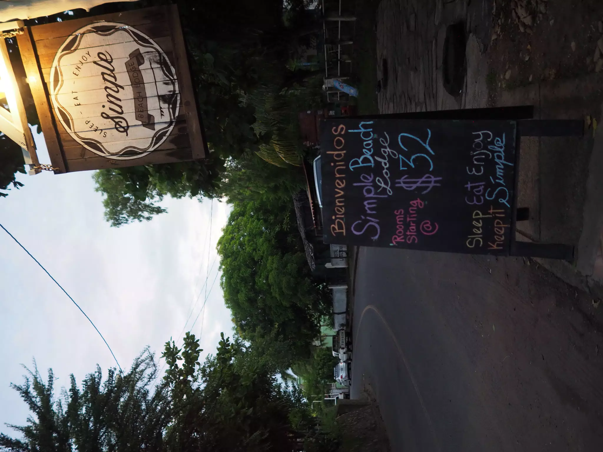 Evening Light at the Simple Beach Lodge Sign