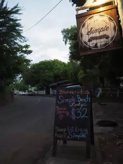 Evening Light at the Simple Beach Lodge Sign