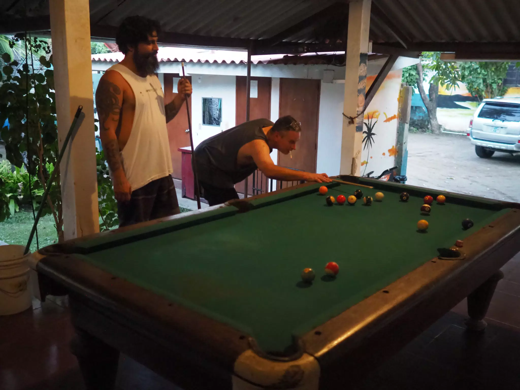 Shooting Pool with Saeed and Paul at Playa Roca