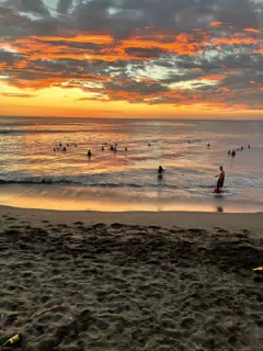 Swimmers at Sunset from the Simple Beach Lodge Las Penitas