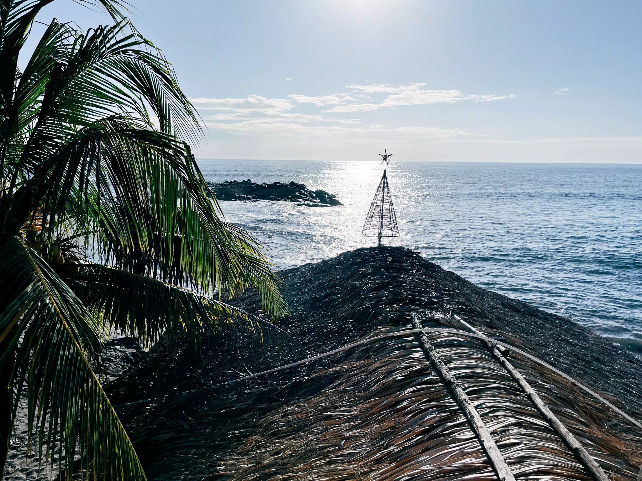 Rooftop Christmas Tree over the Pacific Ocean in Nicaragua