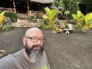 Selfie of Scott at Hotel Paradiso at Laguna de Apoyo