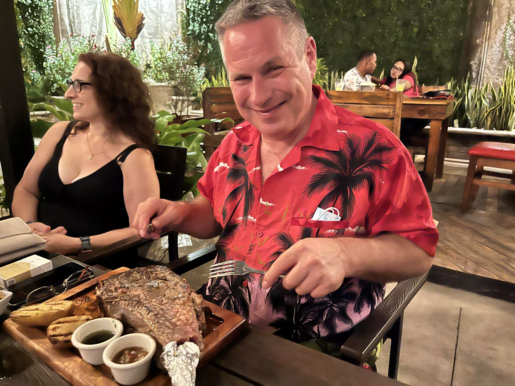 Paul with Steak at El Carbon at Jalisco in Leon, Nicaragua