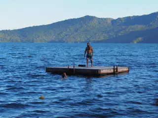 Saeed on Diving Platform at Laguna de Apoyo