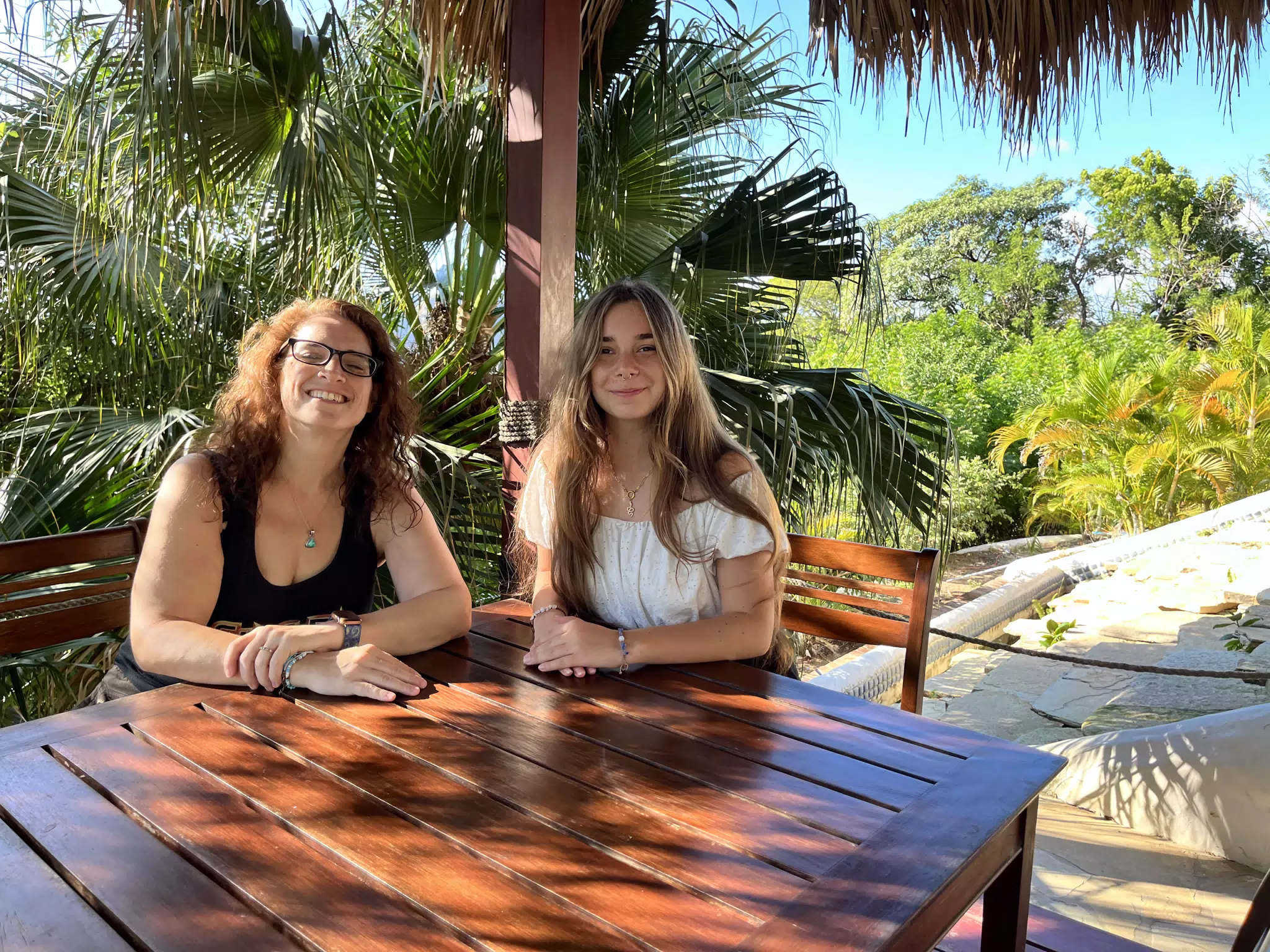 Dominica and Camille Waiting on Lunch