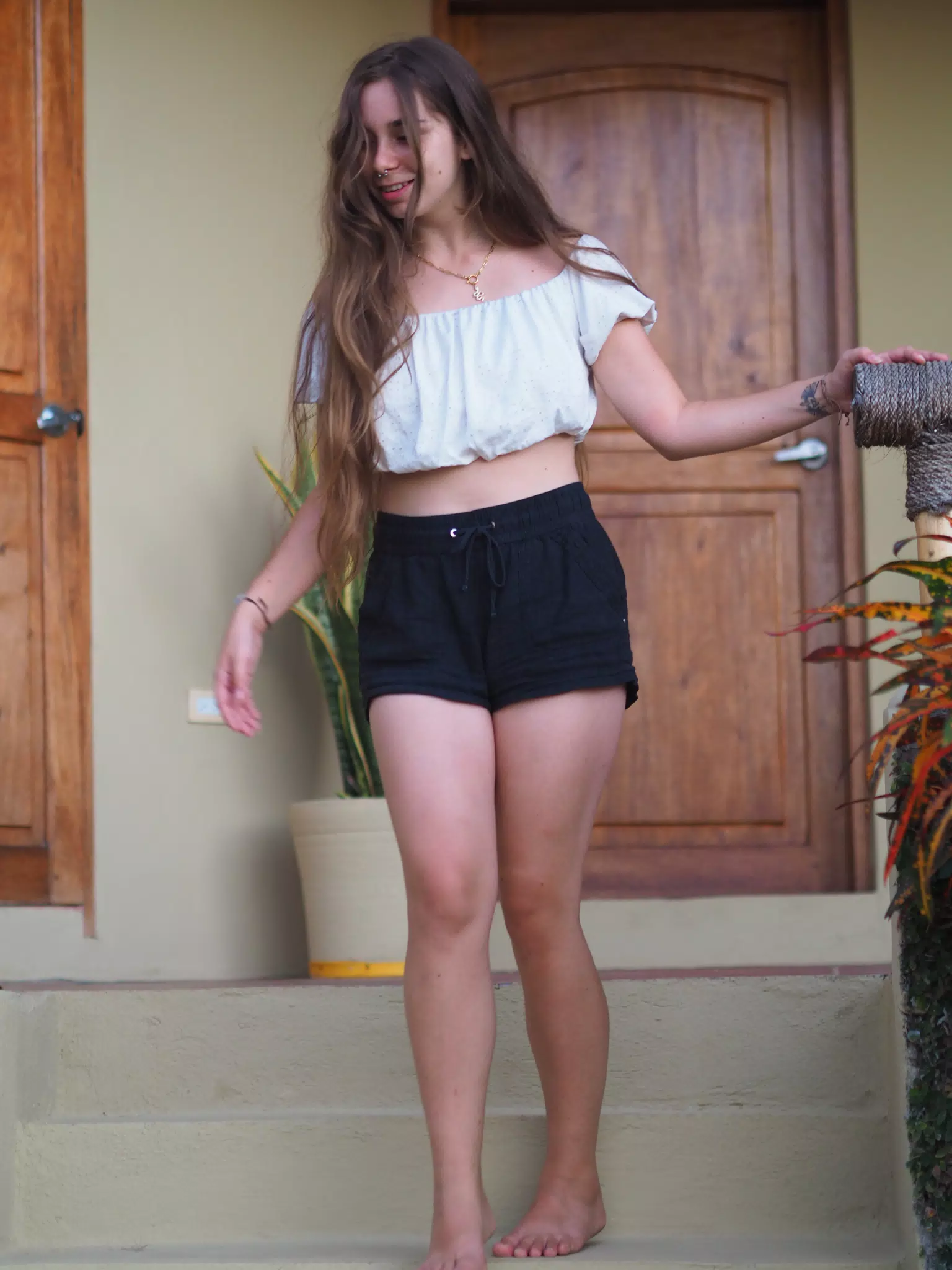 Camille on Steps in San Juan del Sur