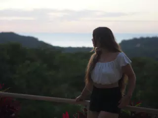 Brunette Teen Model Looking Back at San Juan del Sur, Nicaragua