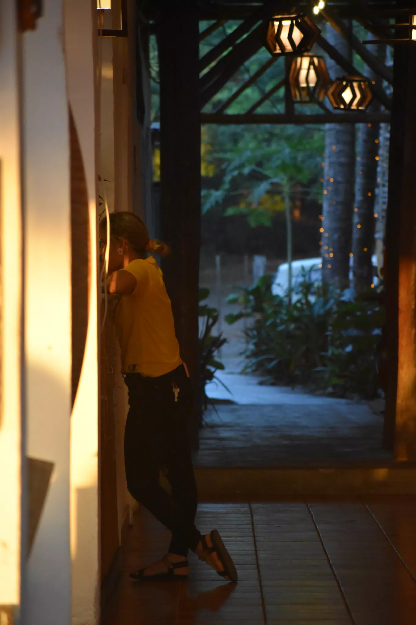 Girl Standing at Hotel Bar in Las Peñitas