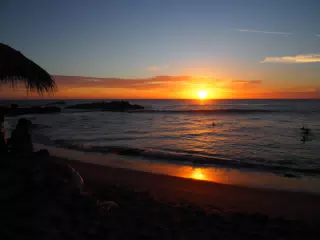 Sunset Over the Pacific Ocean from Simple Beach Lodge in Las Peñitas, Nicaragua