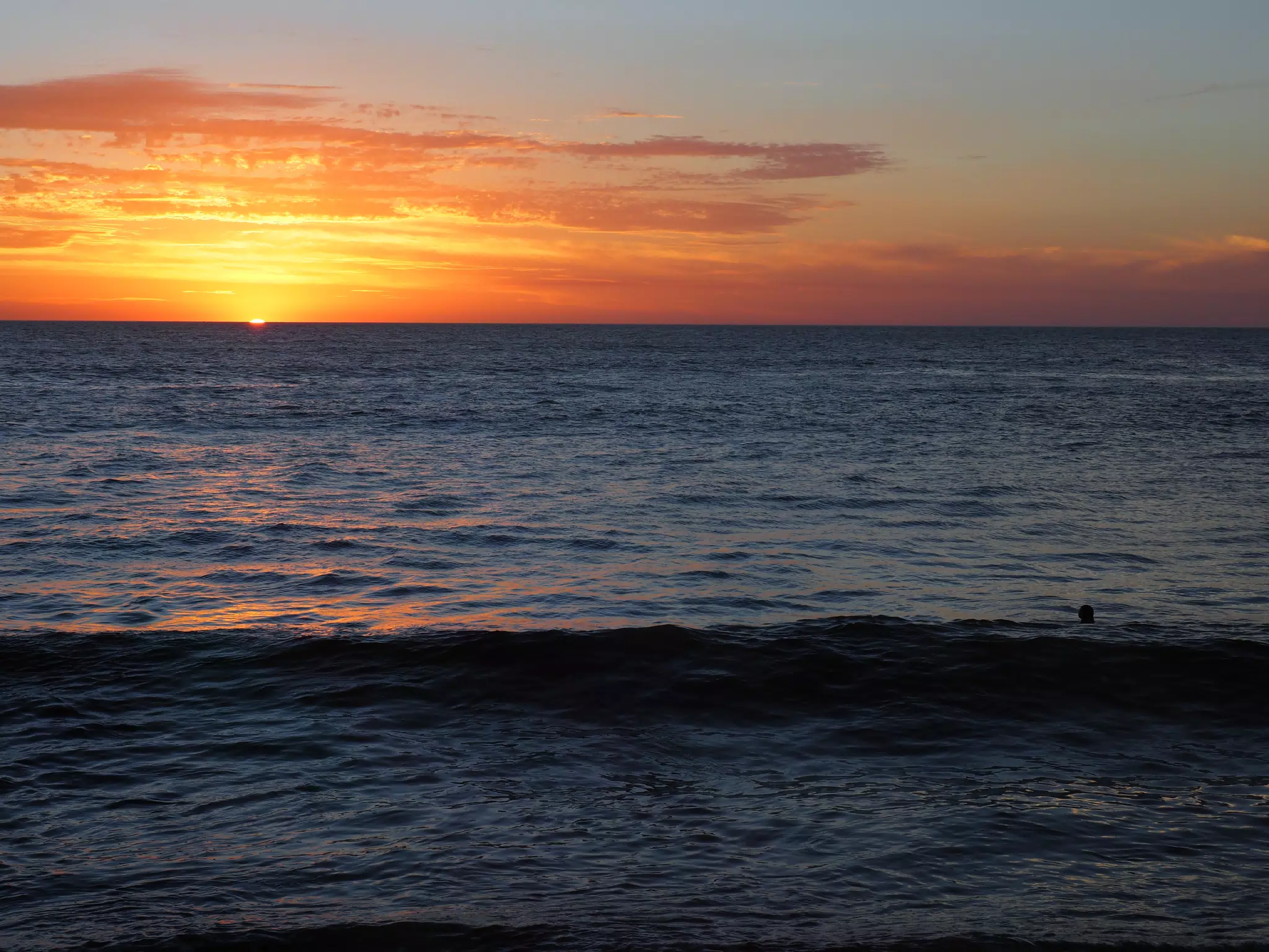 Sunset on the Pacific Ocean from the Simple Beach Lodge in Las Peñitas Nicaragua