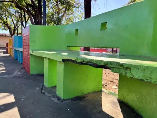 Colorful Benches in Parque de los Indios, León, Nicaragua