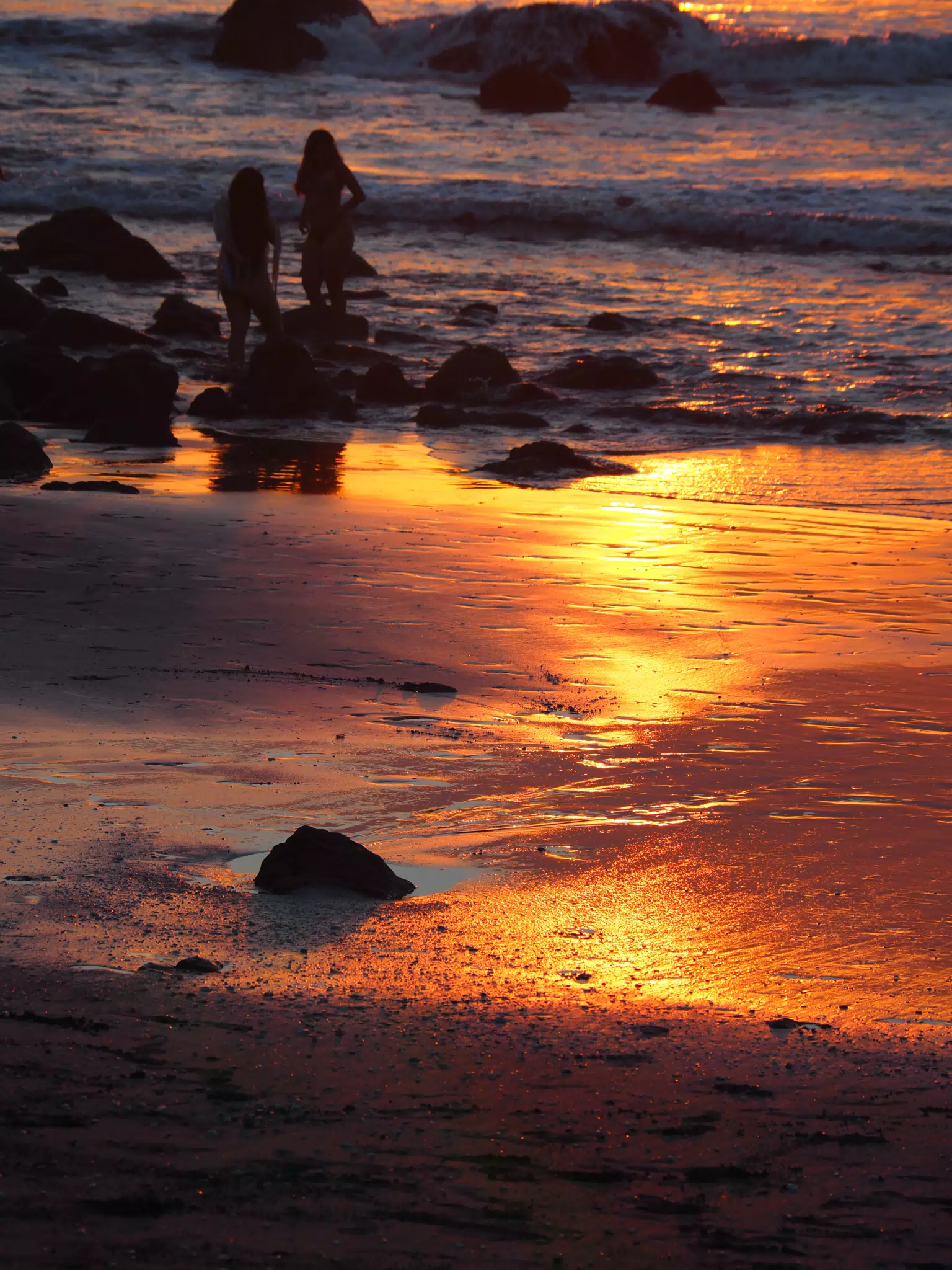 Bikini Girls in Sunset Silhouette in Las Penitas, Nicaragua