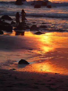 Bikini Girls in Sunset Silhouette in Las Penitas, Nicaragua