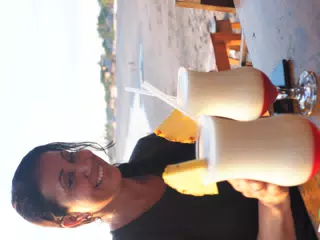 Ana at the Simple Beach Lodge with Pina Coladas