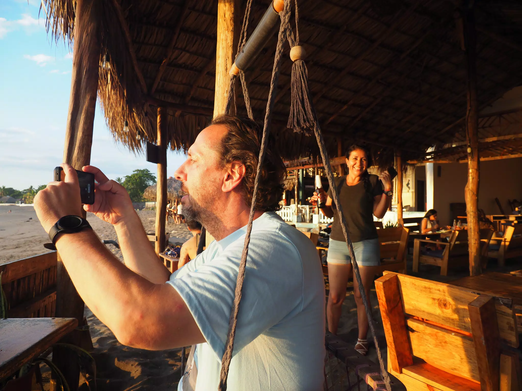 Allen Filming the Sunset from the Simple Beach Lodge