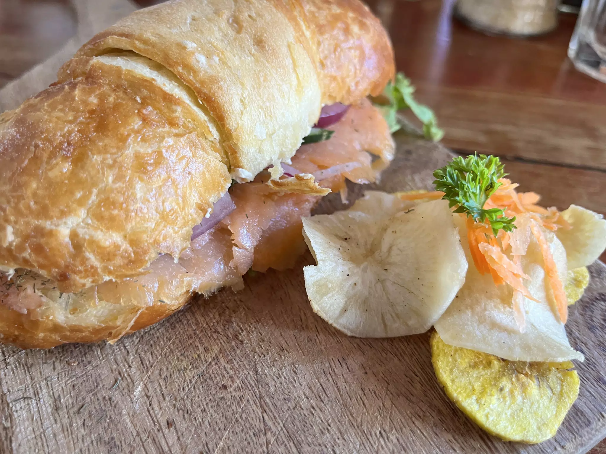 Salmon Croissant at Pan y Paz in Leon, Nicargua