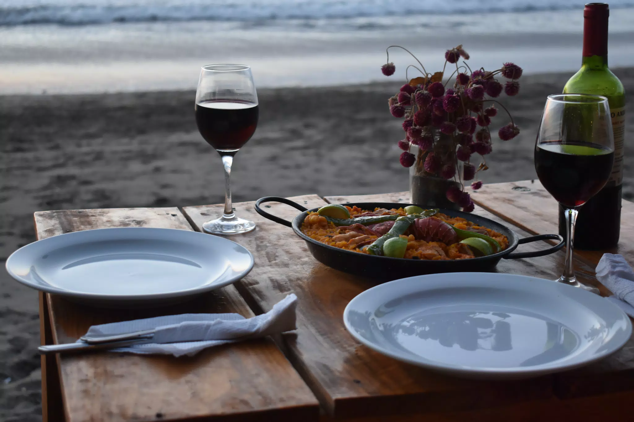 Paella at the Simple Beach Lodge Restaurant in Las Penitas, Poneloya, Nicaragua