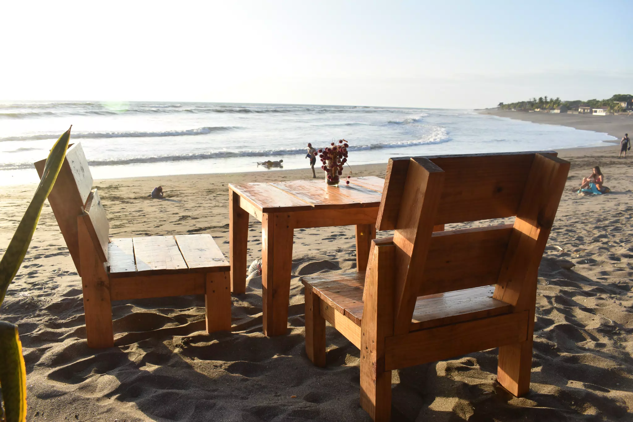 Flowers on Table at the Simple Beach Lodge, Las Peñitas, Niaragua