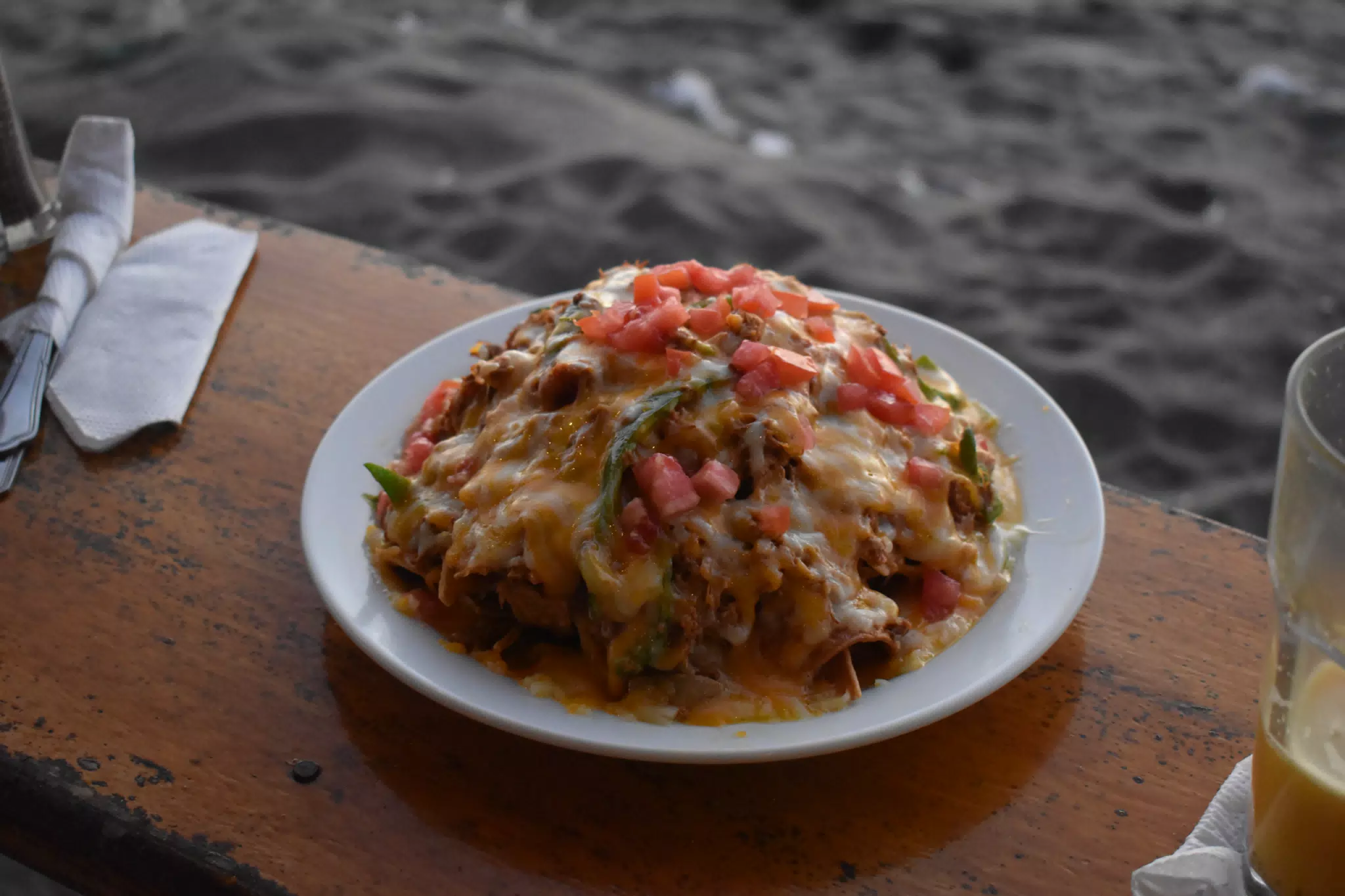 Nachos on the Beach at the Simple Beach Lodge
